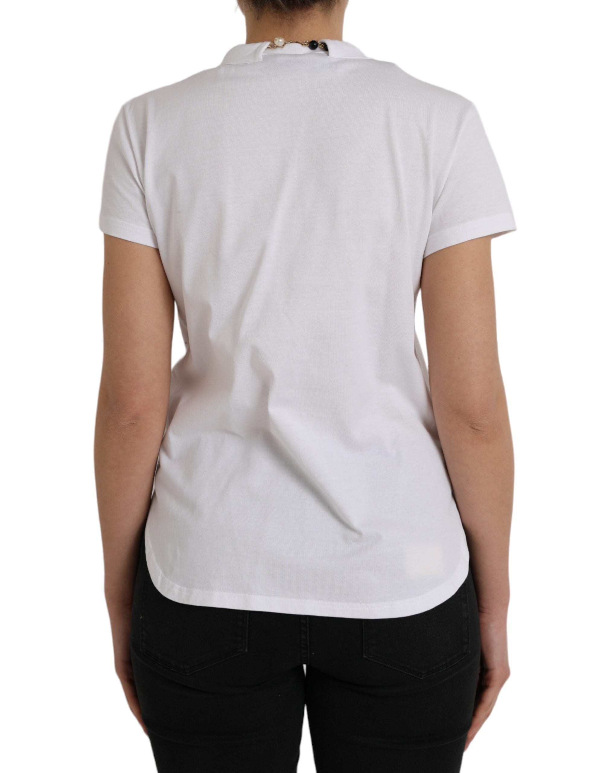 Dolce & Gabbana Weißes Baumwollketten-T-Shirt mit kurzen Ärmeln-3