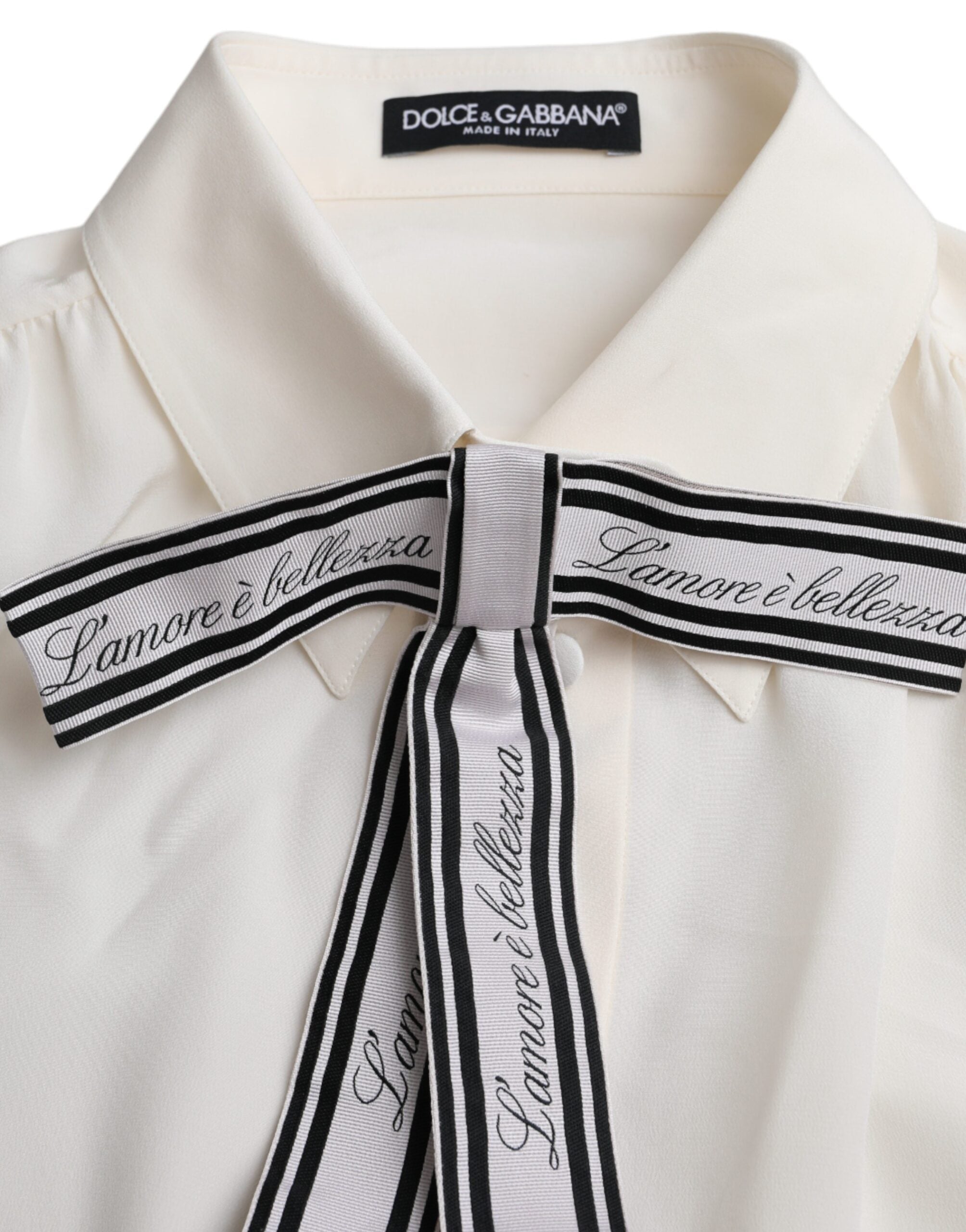 Dolce & Gabbana Weißes langärmeliges Blusentop mit Knopfleiste-7