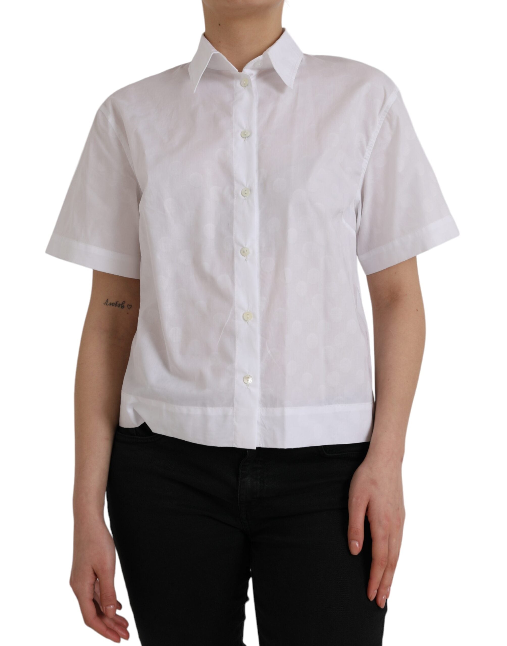 Dolce & Gabbana White short-sleeved polo shirt with collar