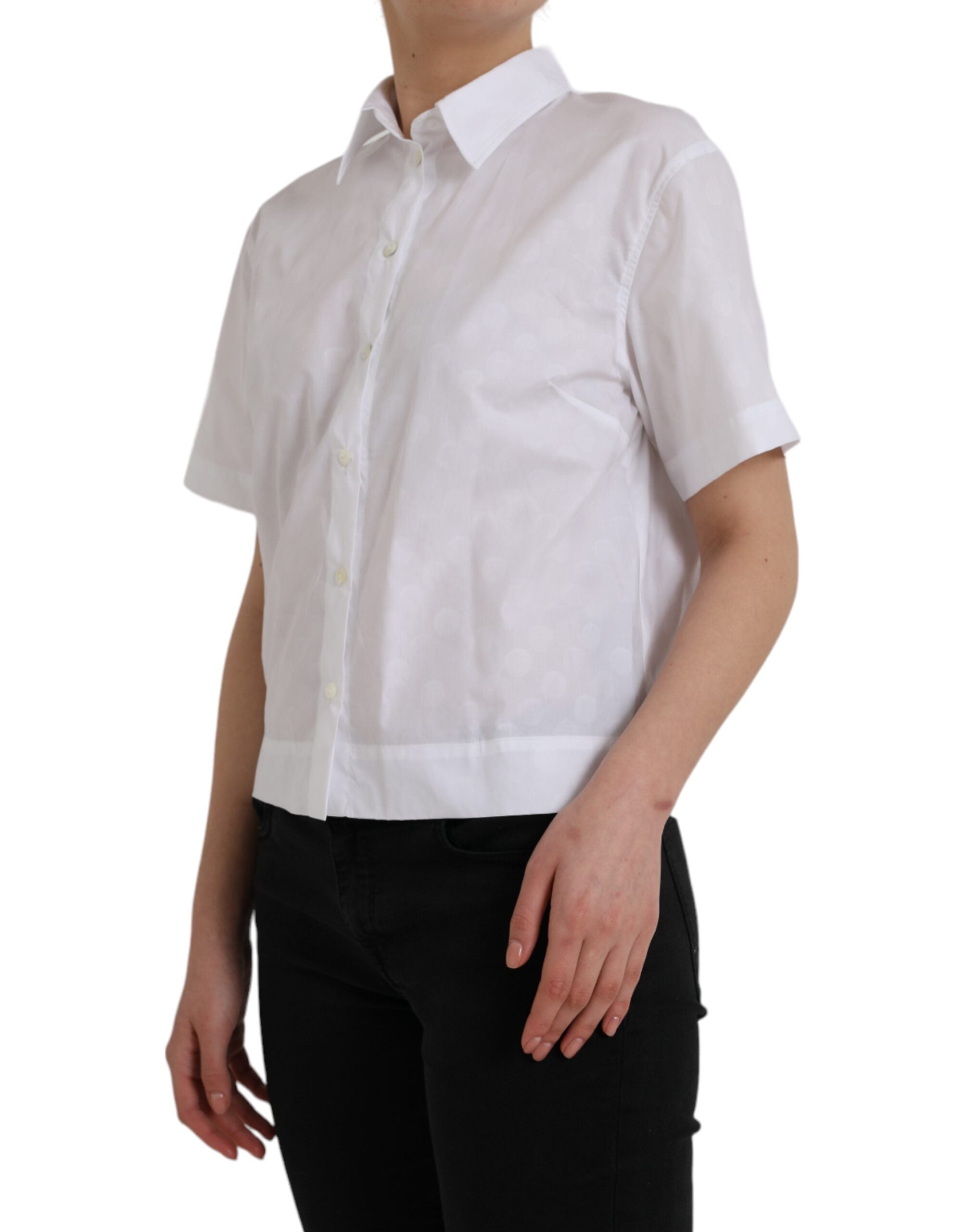 Dolce & Gabbana White short-sleeved polo shirt with collar-3