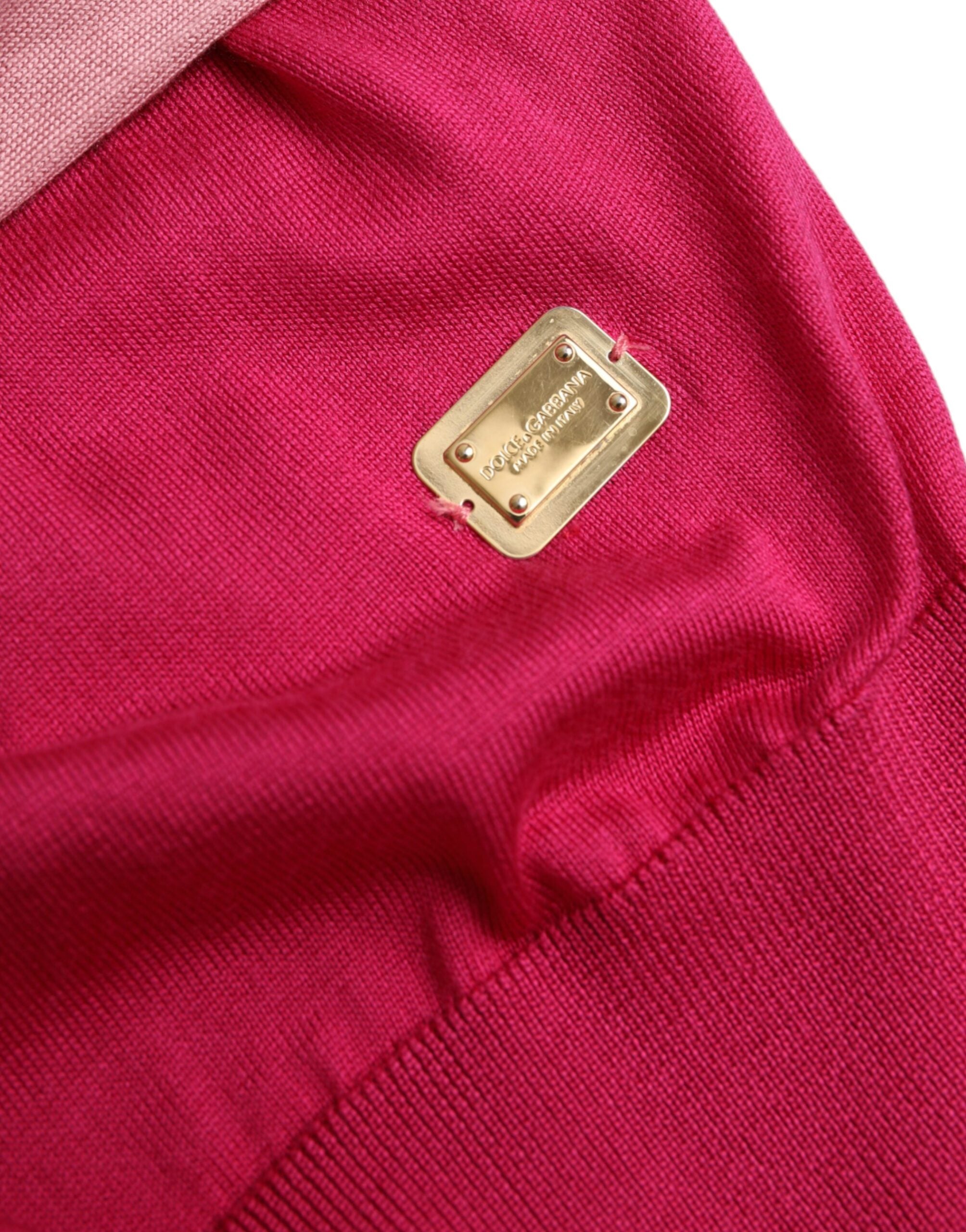 Suéter rosa de manga corta con cuello Ascot de Dolce & Gabbana-6