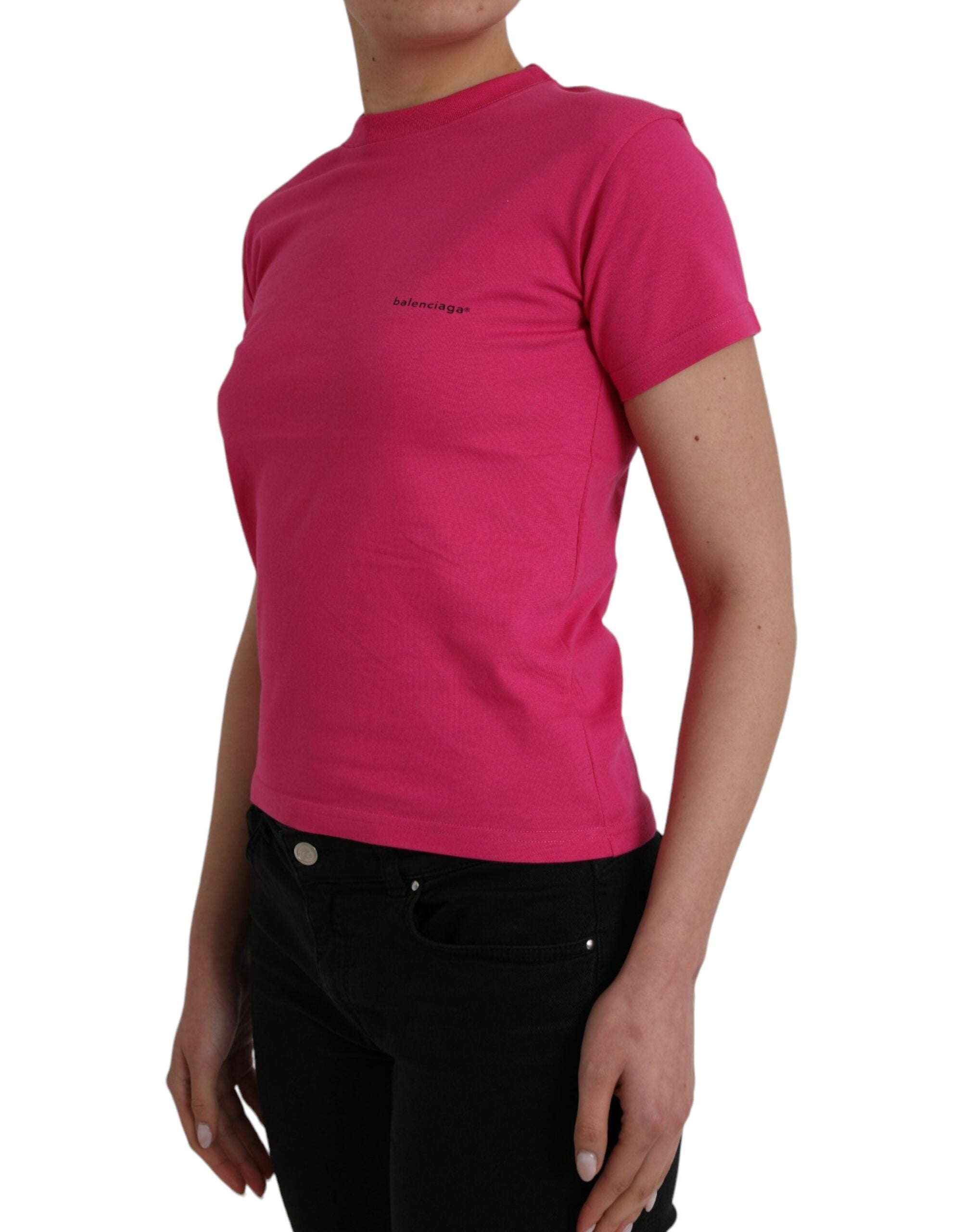 Balenciaga Rosa Baumwolle Rundhalsausschnitt Kurzarm-T-Shirt-2