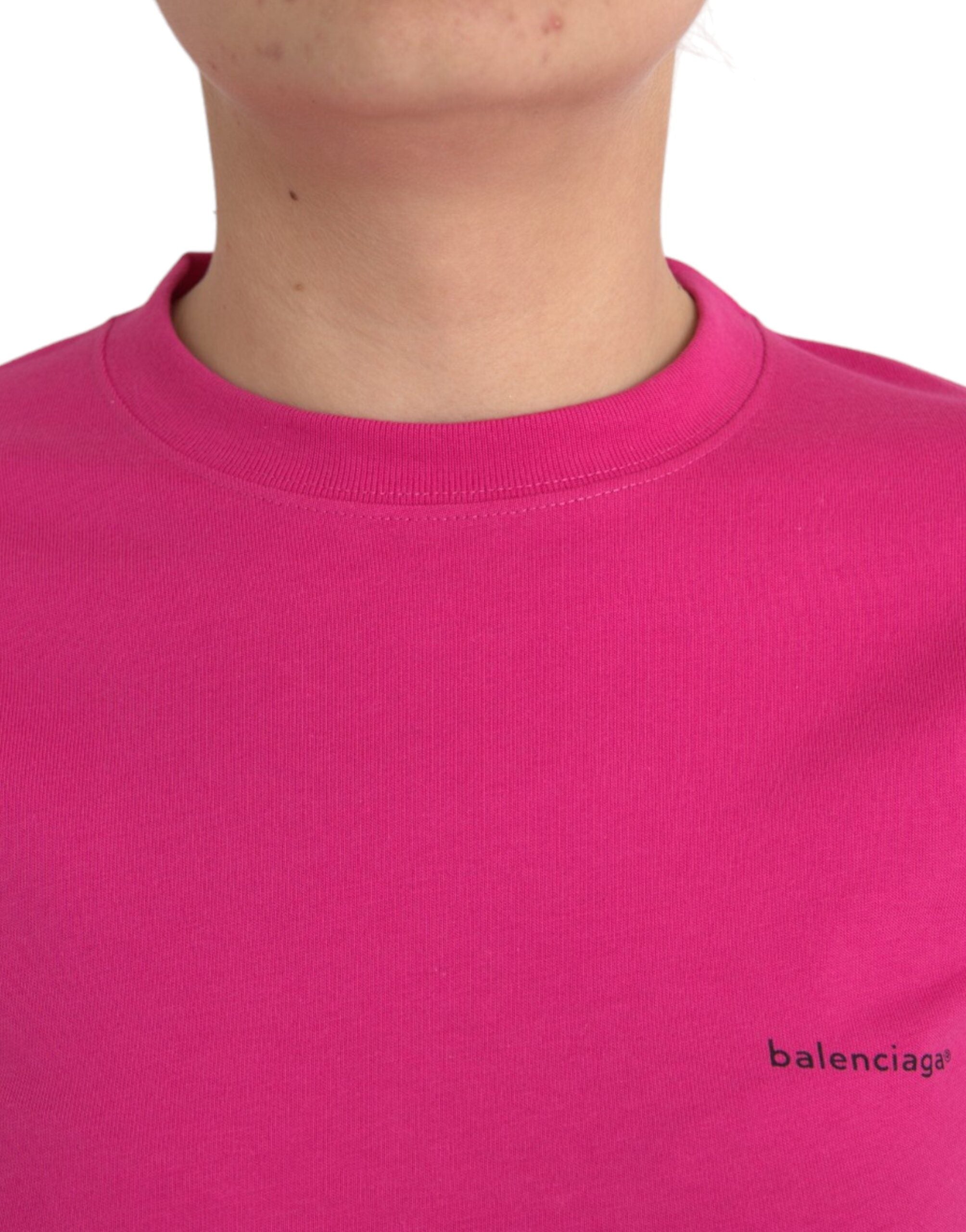 Balenciaga Rosa Baumwolle Rundhalsausschnitt Kurzarm-T-Shirt-4