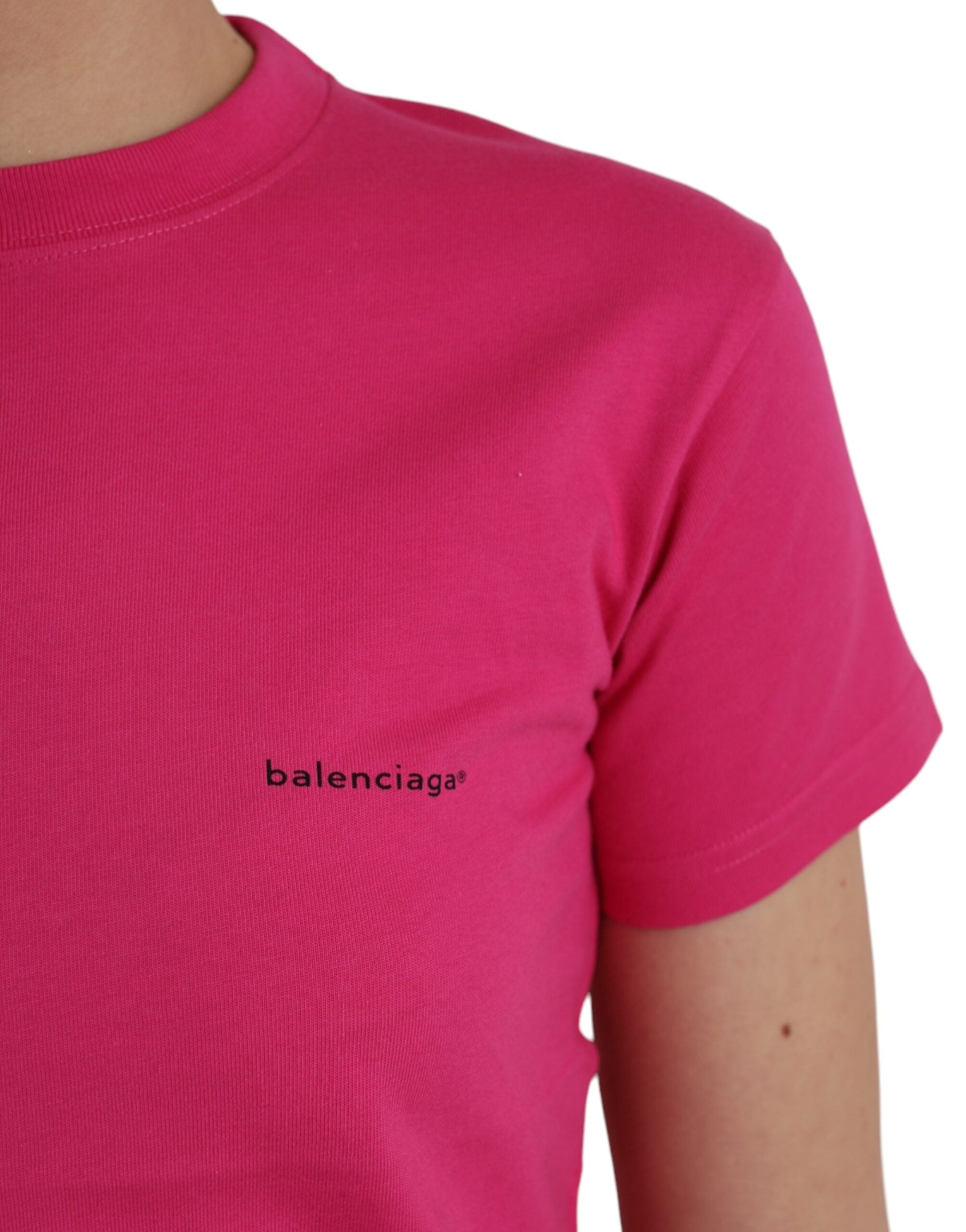 Balenciaga Rosa Baumwolle Rundhalsausschnitt Kurzarm-T-Shirt-5