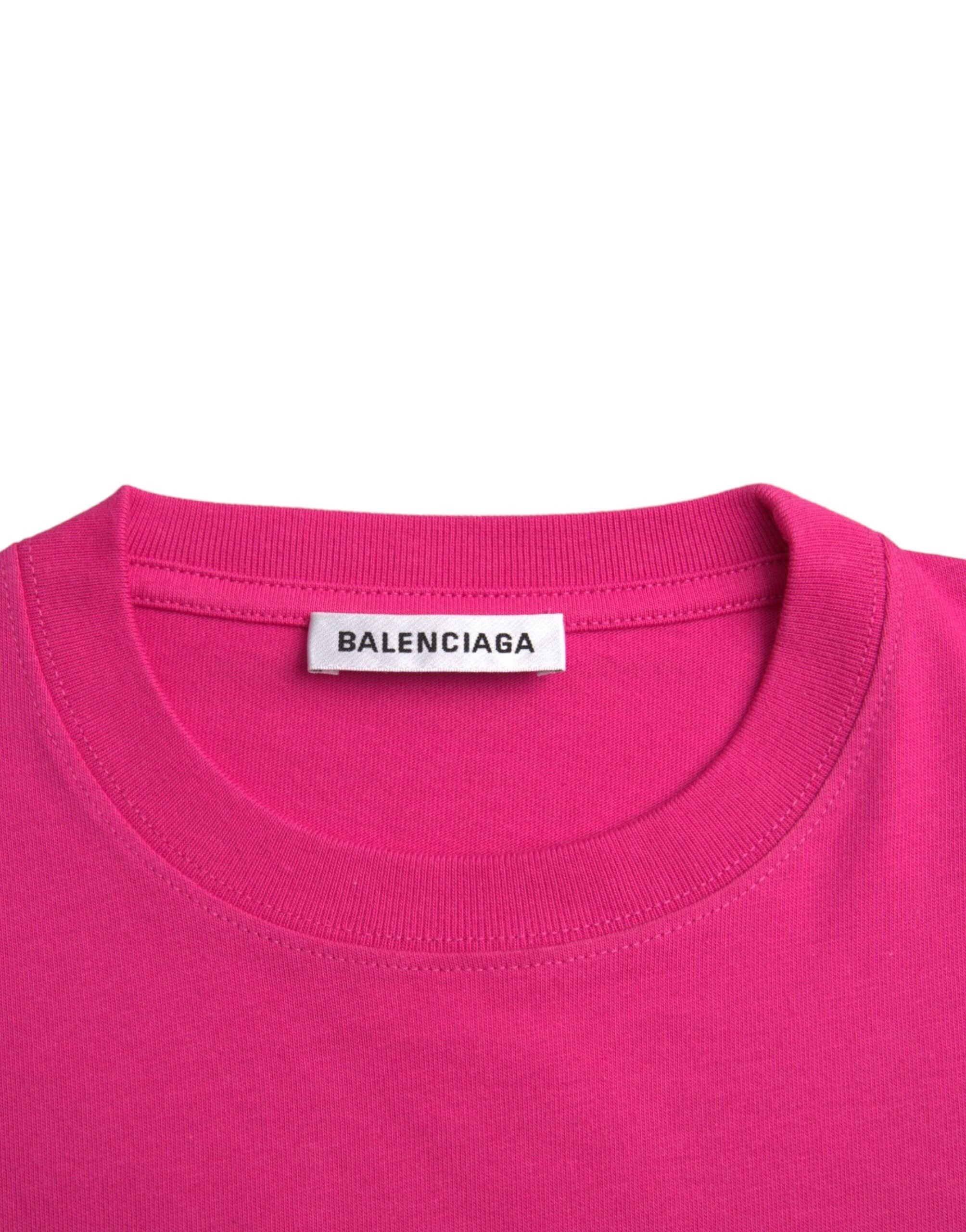 Balenciaga Rosa Baumwolle Rundhalsausschnitt Kurzarm-T-Shirt-6