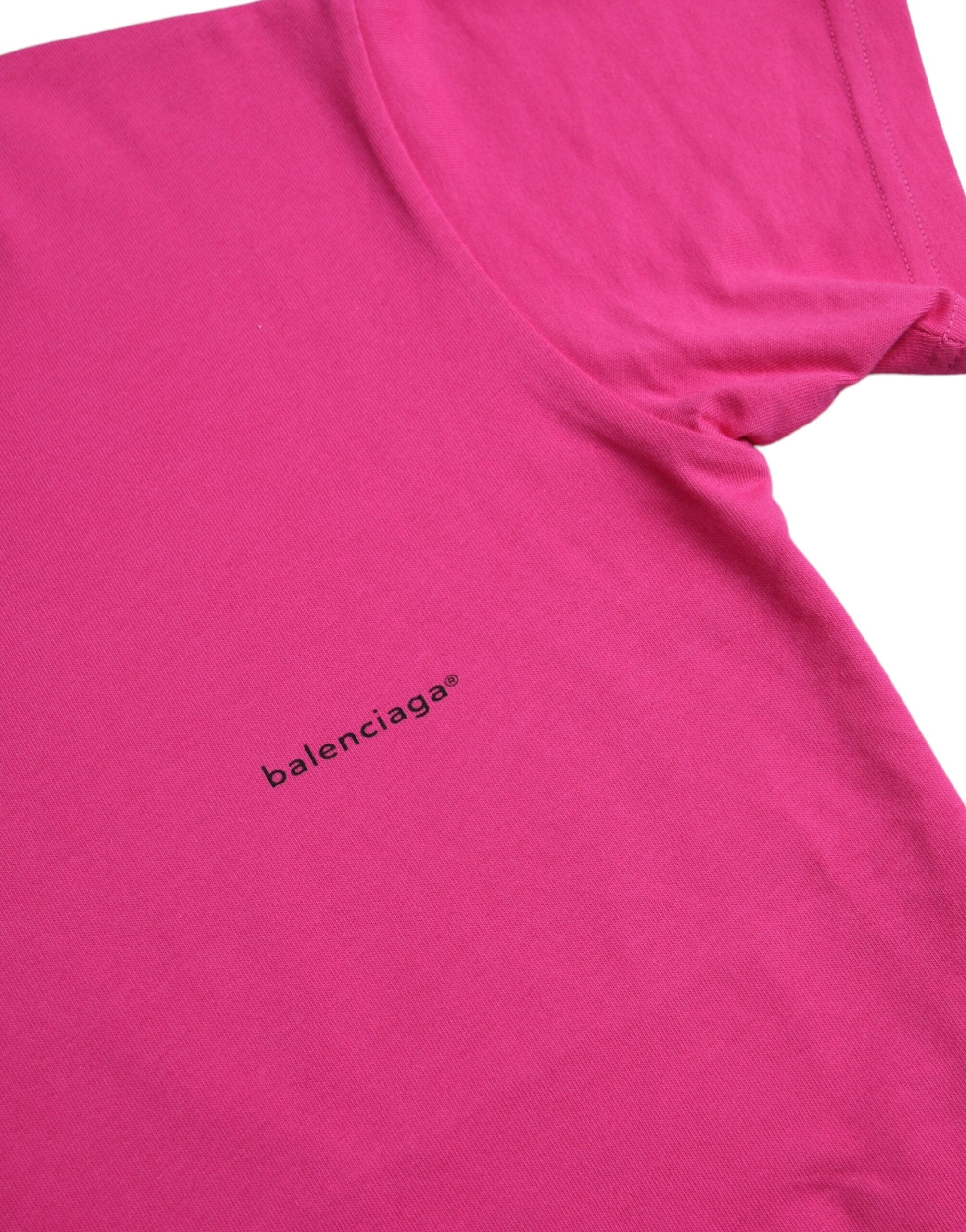 Balenciaga Rosa Baumwolle Rundhalsausschnitt Kurzarm-T-Shirt-7