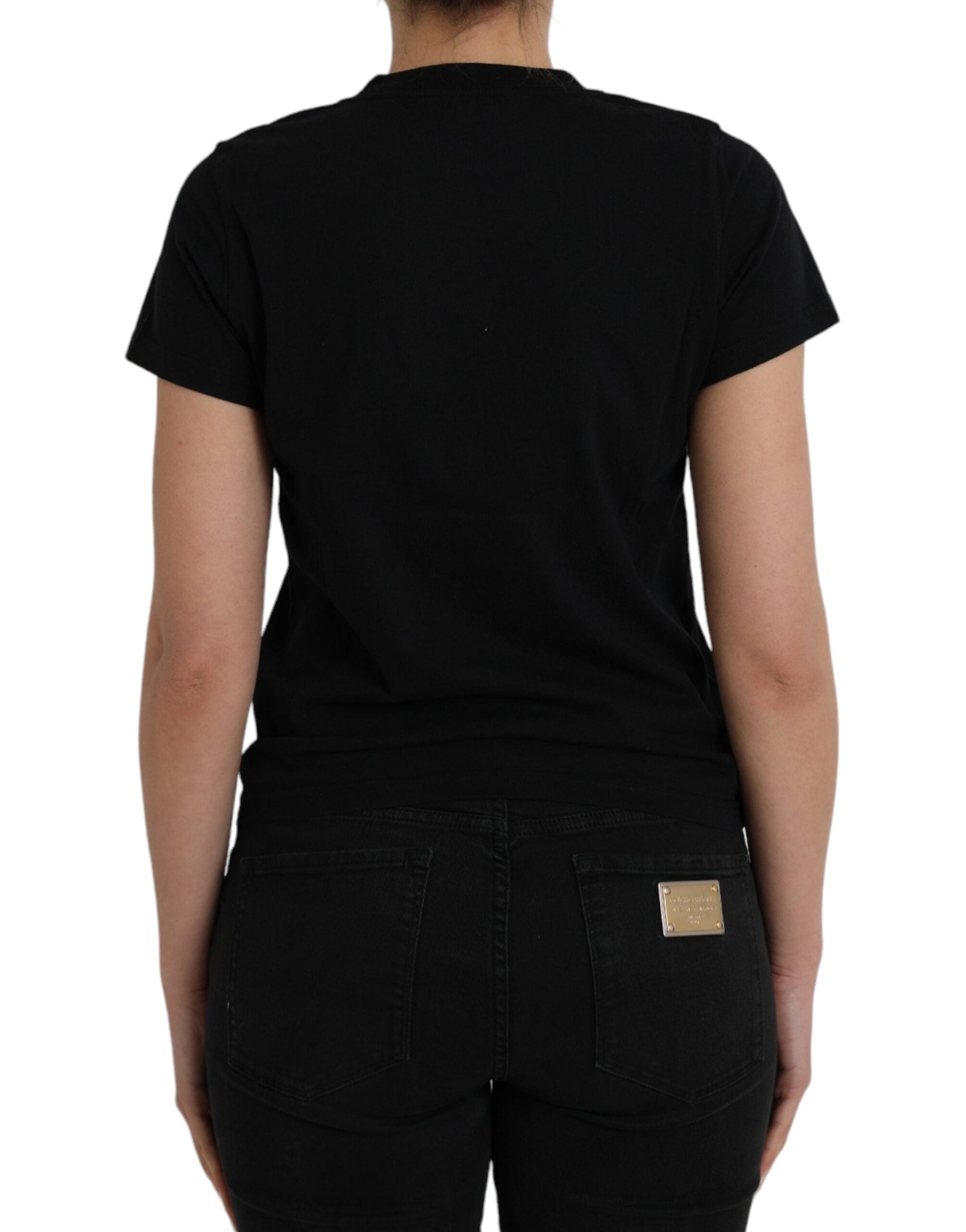 Camiseta Balenciaga de algodón negra de manga corta con cuello redondo y estampado del logotipo-3