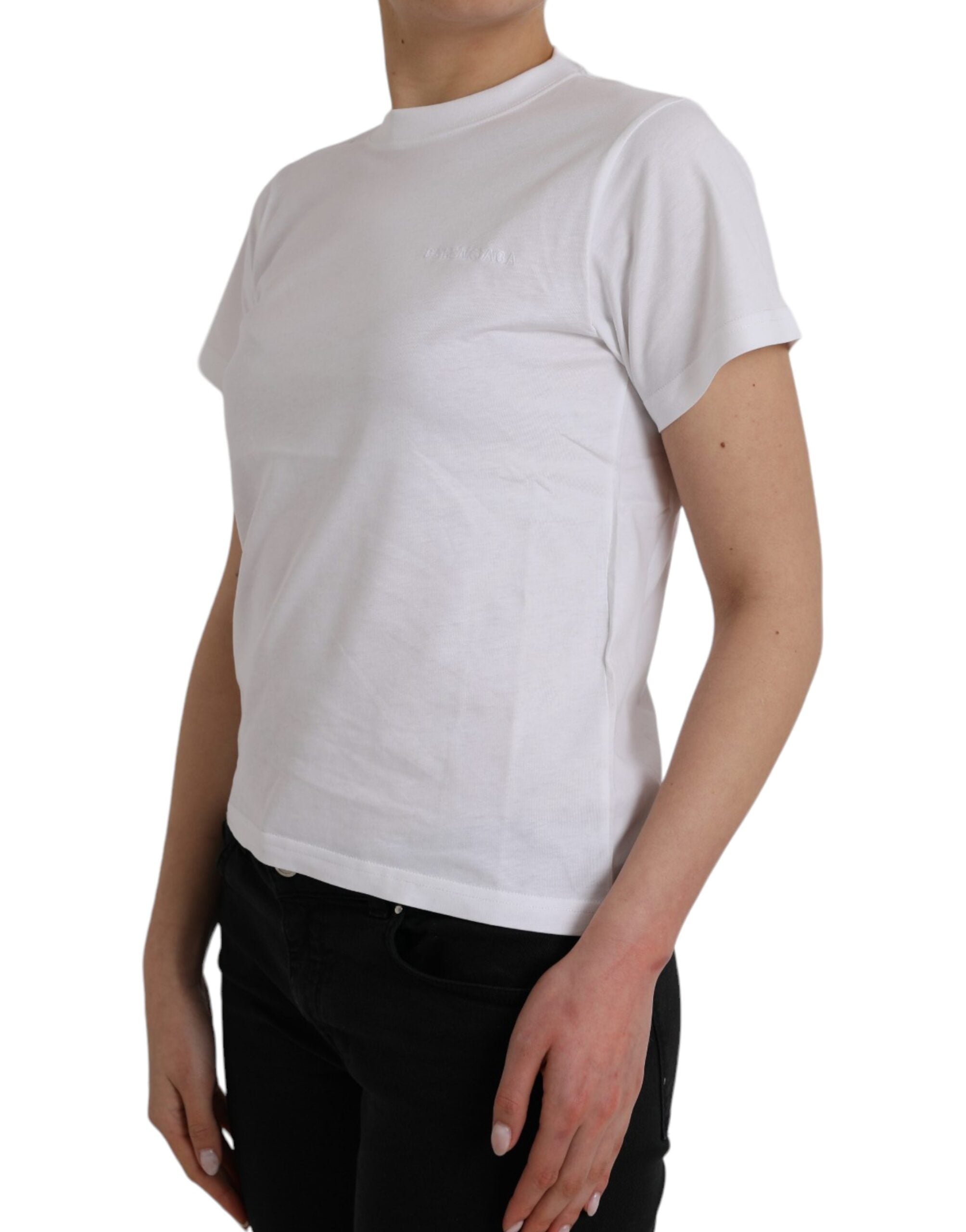 Camiseta Balenciaga de algodón blanca con cuello redondo y manga corta-2
