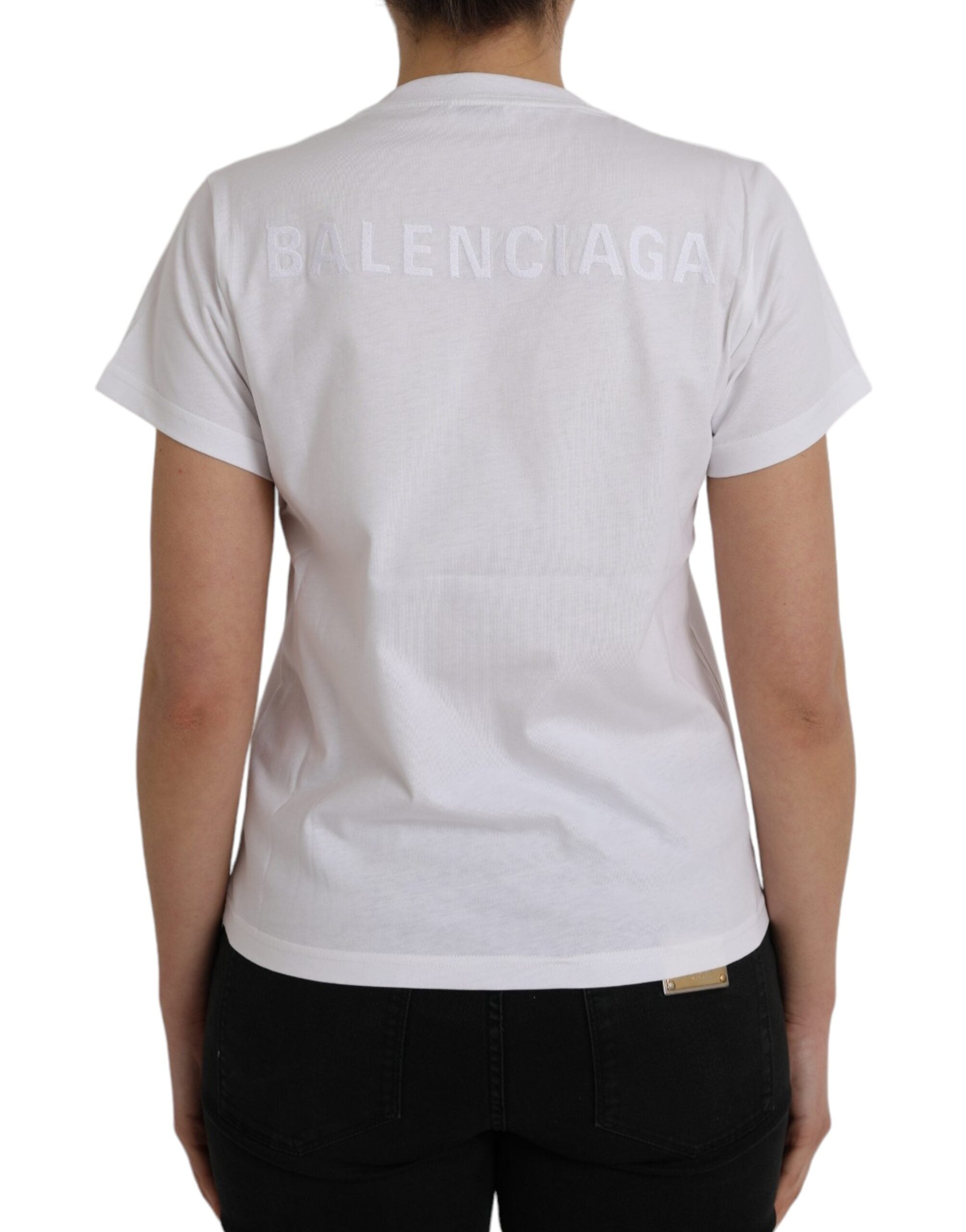 Camiseta Balenciaga de algodón blanca con cuello redondo y manga corta-3