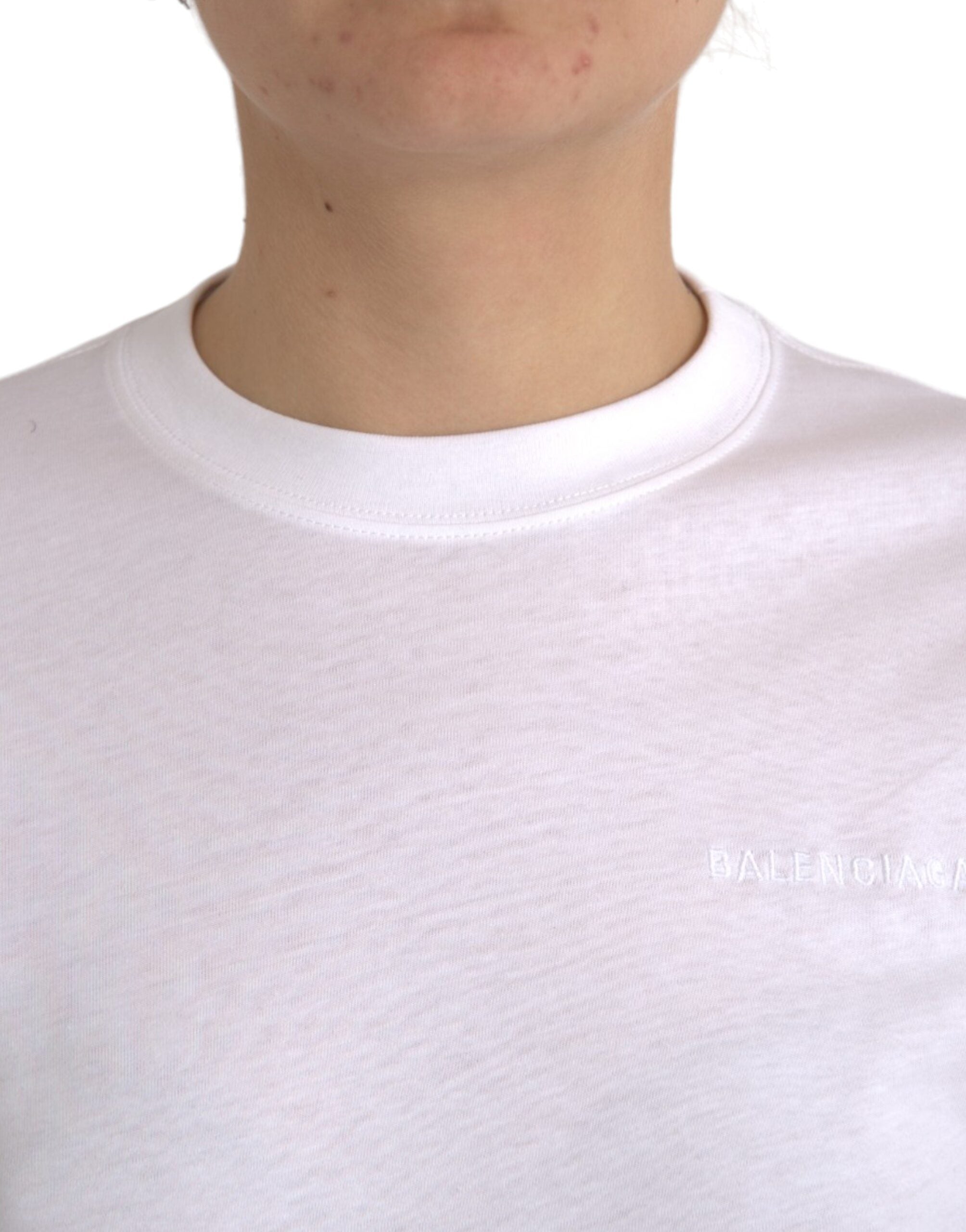 Camiseta Balenciaga de algodón blanca con cuello redondo y manga corta-4
