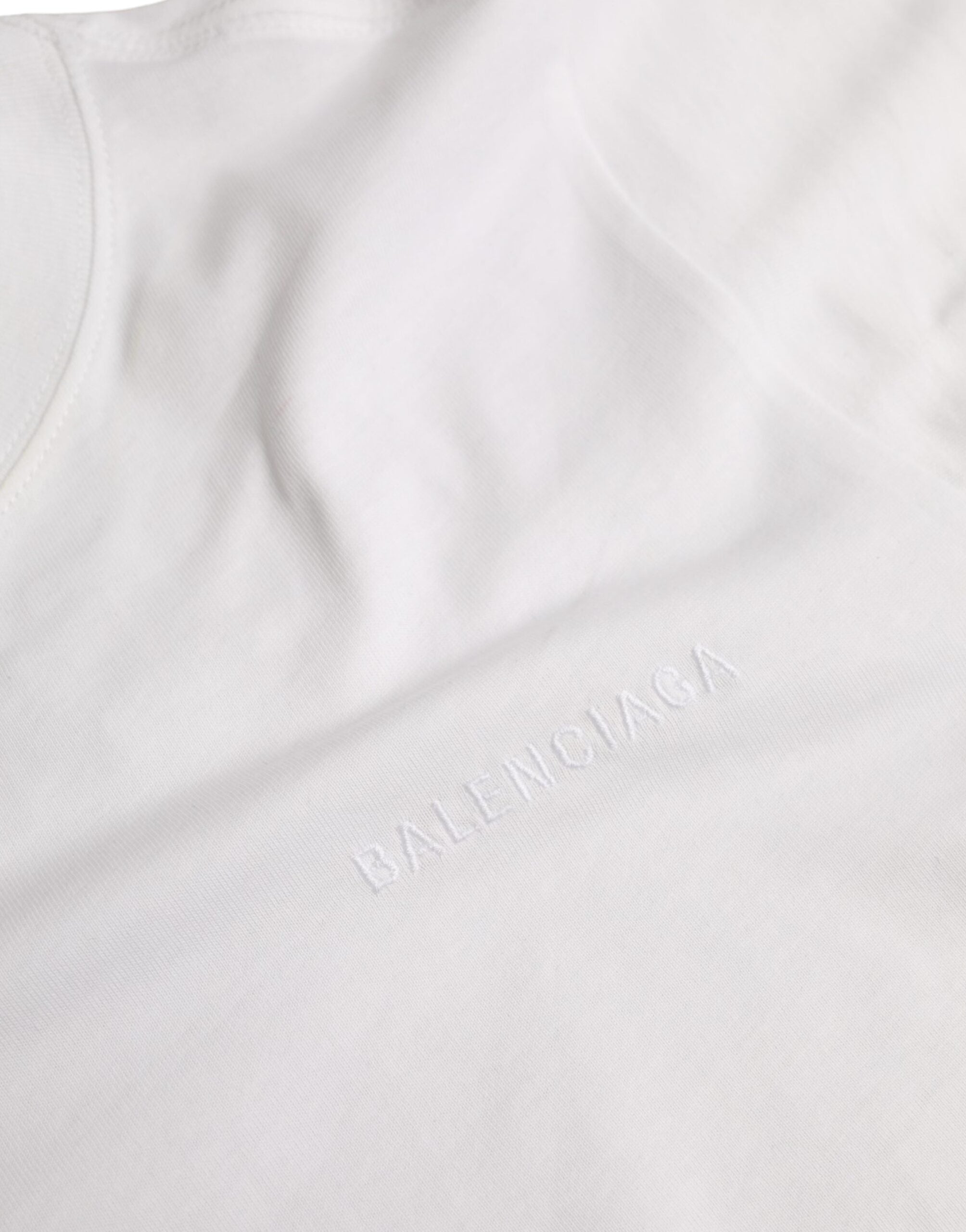 Camiseta Balenciaga de algodón blanca con cuello redondo y manga corta-7