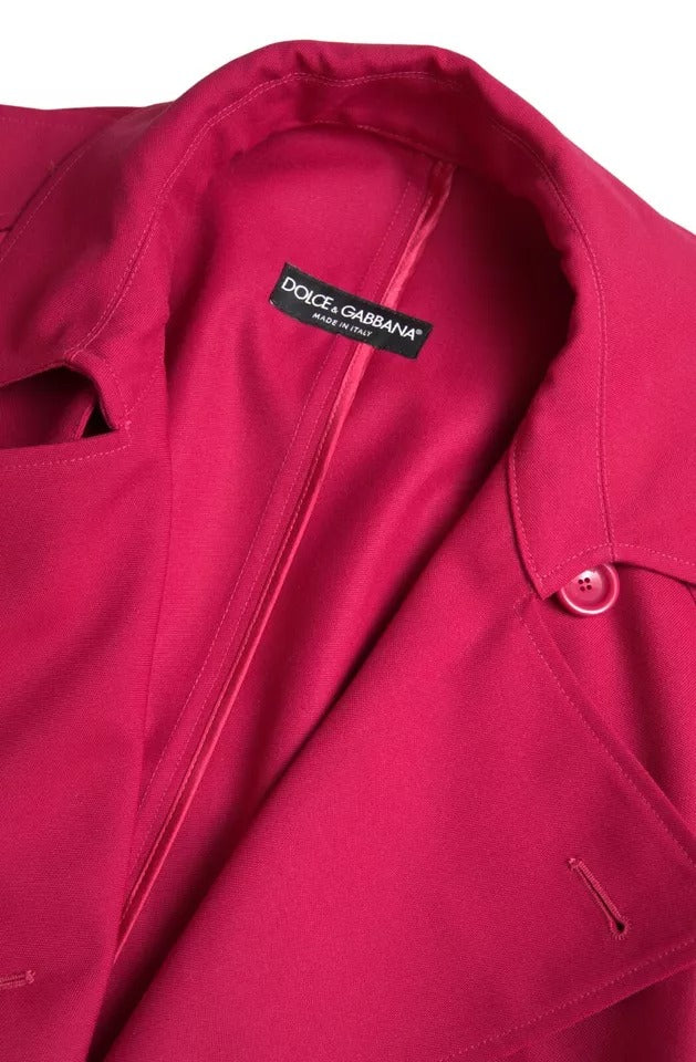 Dolce & Gabbana Dark Pink Double-Breasted Trench Coat Jacket-2