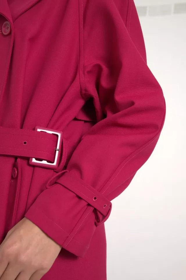 Dolce & Gabbana Dark Pink Double-Breasted Trench Coat Jacket-3