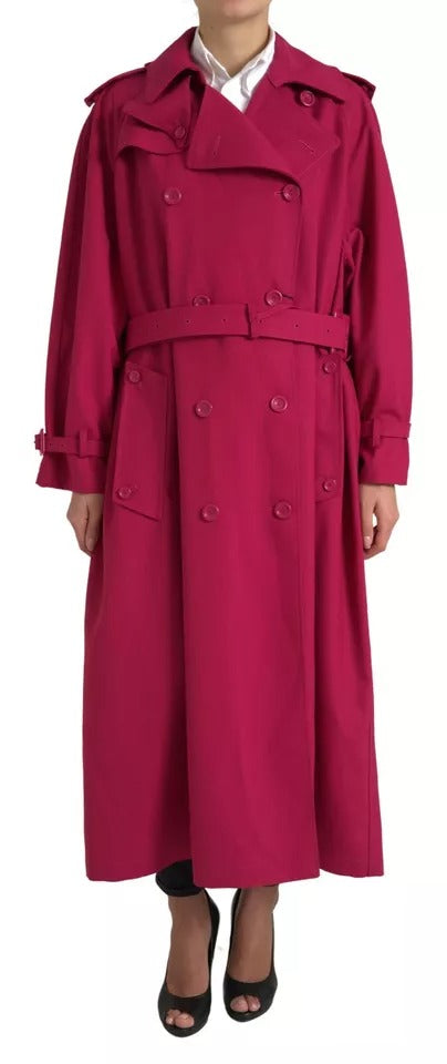 Dolce & Gabbana Dark Pink Double-Breasted Trench Coat Jacket-4