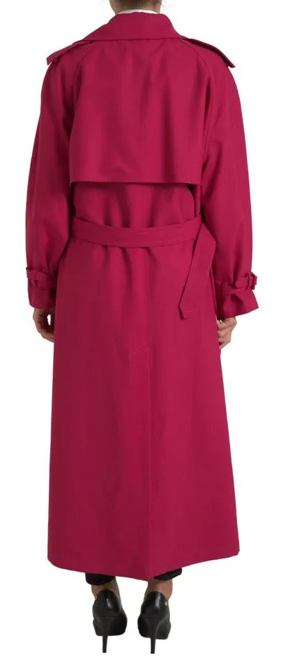 Dolce & Gabbana Dark Pink Double-Breasted Trench Coat Jacket-6
