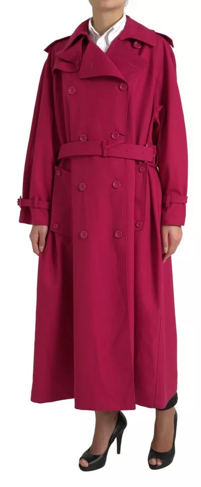 Dolce & Gabbana Dark Pink Double-Breasted Trench Coat Jacket-7