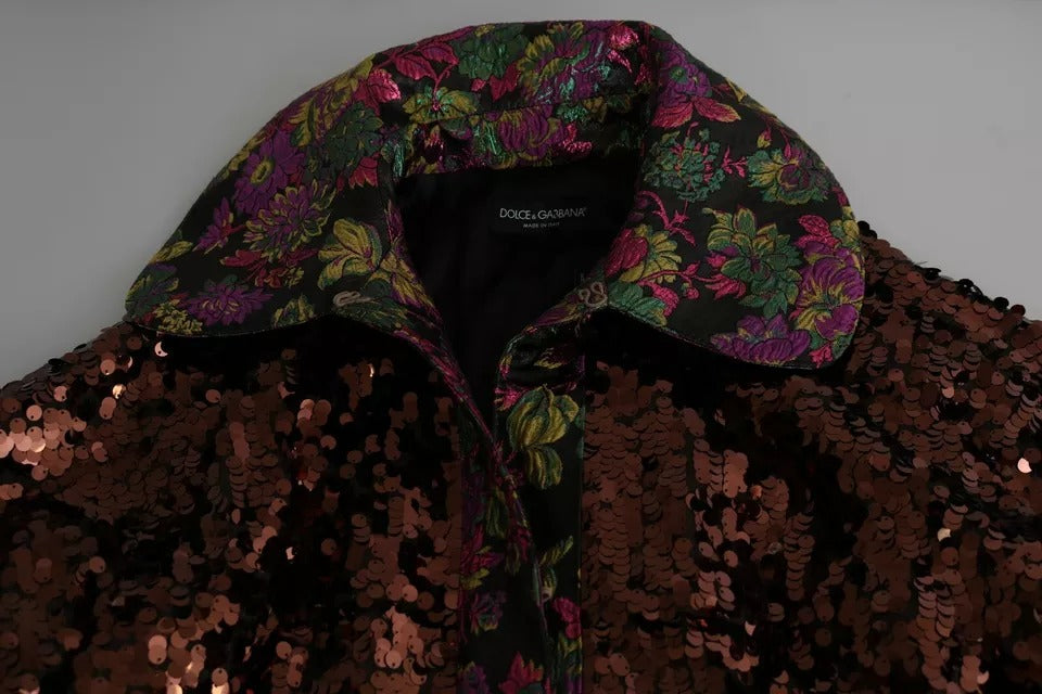 Dolce & Gabbana Multicolored sequined long coat jacquard jacket-2