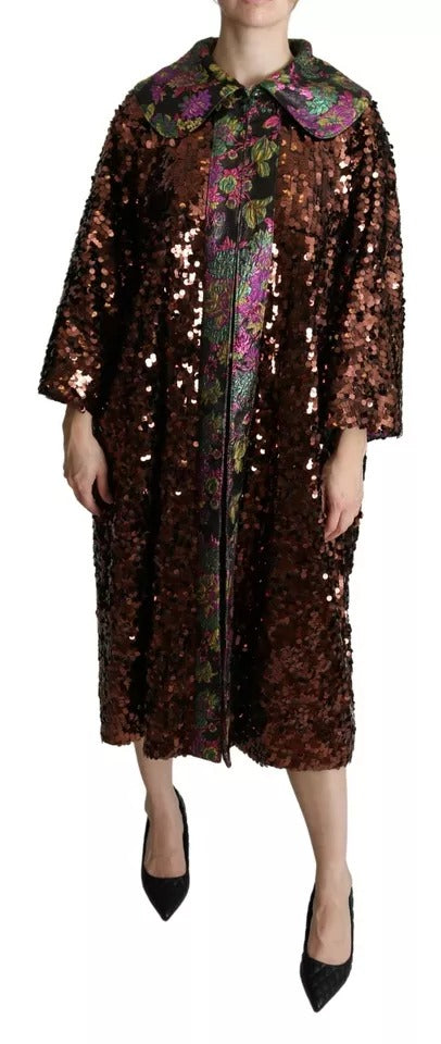 Dolce & Gabbana Multicolored sequined long coat jacquard jacket