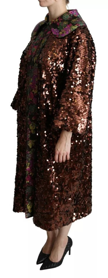 Dolce & Gabbana Multicolored sequined long coat jacquard jacket-4