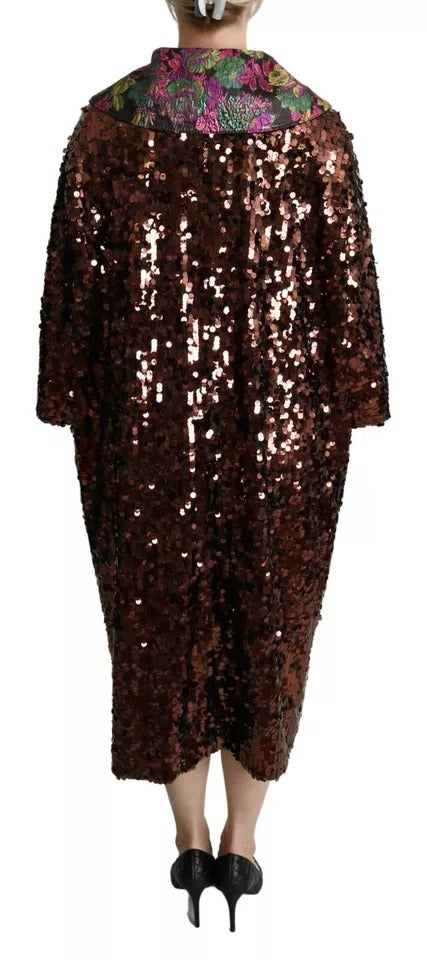 Dolce & Gabbana Multicolored sequined long coat jacquard jacket-6