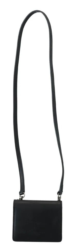 Dolce & Gabbana Black Leather Bifold Shoulder Sling Women's Wallet-4