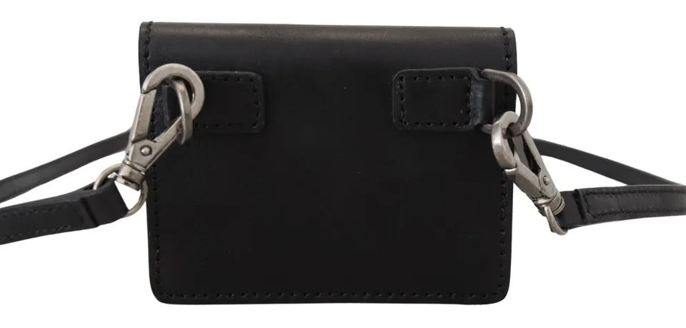 Dolce & Gabbana Black Leather Bifold Shoulder Sling Women's Wallet-5