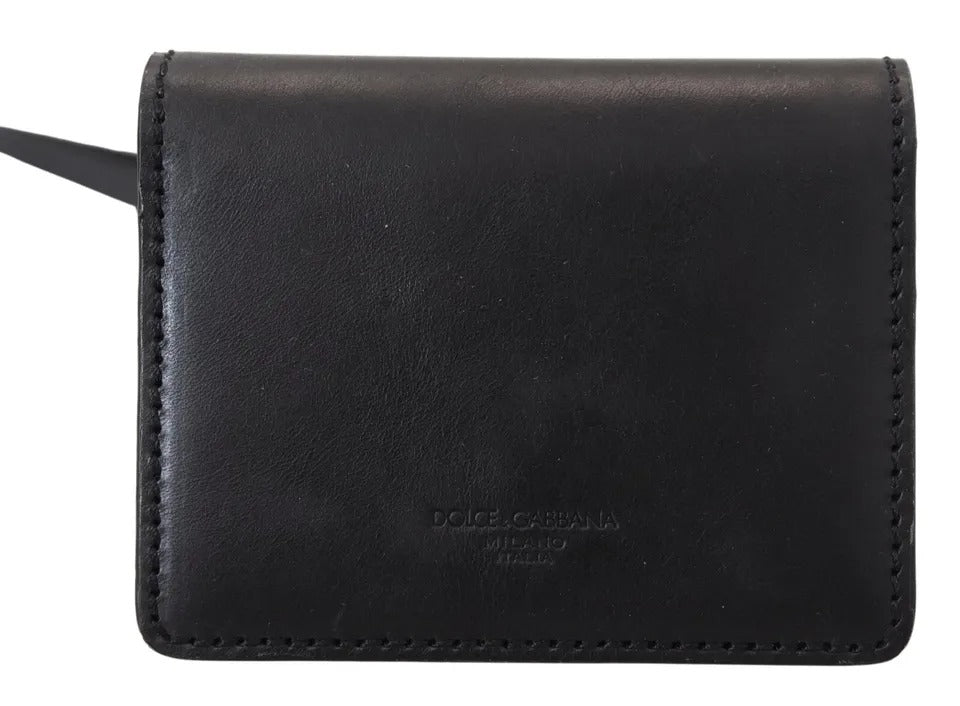Dolce & Gabbana Black Leather Bifold Shoulder Sling Women's Wallet-8