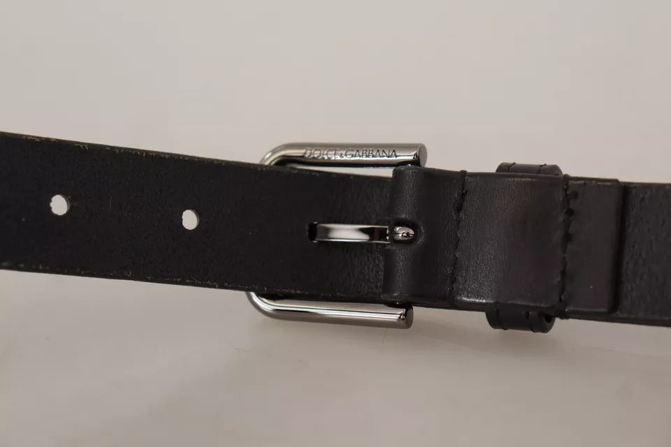 Dolce & Gabbana Schwarzes Kalbsleder Klassischer Gürtel mit Metall-Logo-Schnalle-4