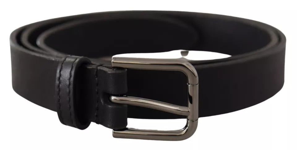 Dolce & Gabbana Schwarzes Kalbsleder Klassischer Gürtel mit Metall-Logo-Schnalle-2