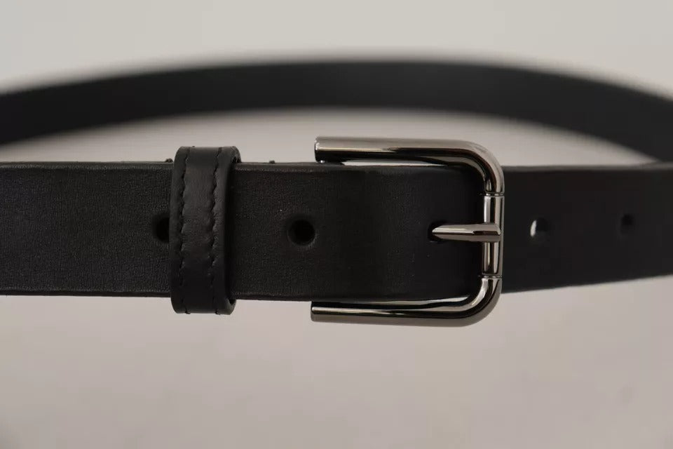 Dolce & Gabbana Schwarzes Kalbsleder Klassischer Gürtel mit Metall-Logo-Schnalle-5