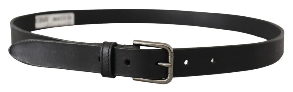 Dolce & Gabbana Schwarzes Kalbsleder Klassischer Gürtel mit Metall-Logo-Schnalle-3