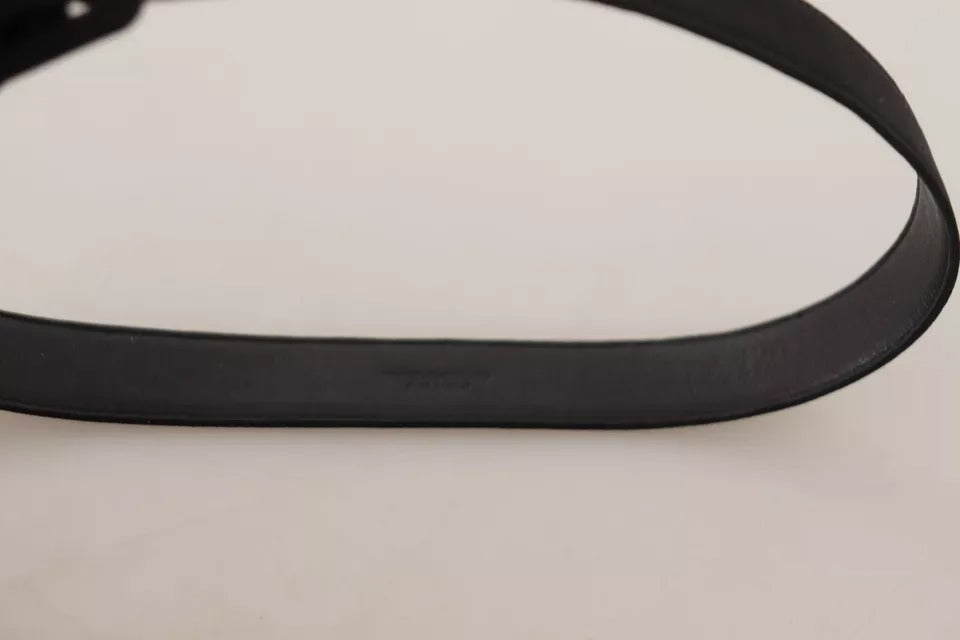 Dolce & Gabbana Black Velvet Leather Logo Belt with Buckle-5