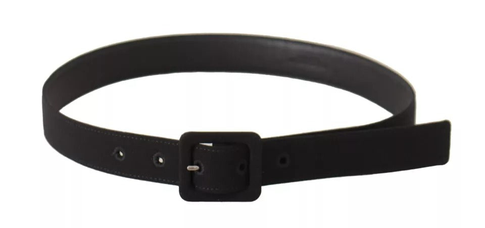 Dolce & Gabbana Black Velvet Leather Logo Belt with Buckle-4