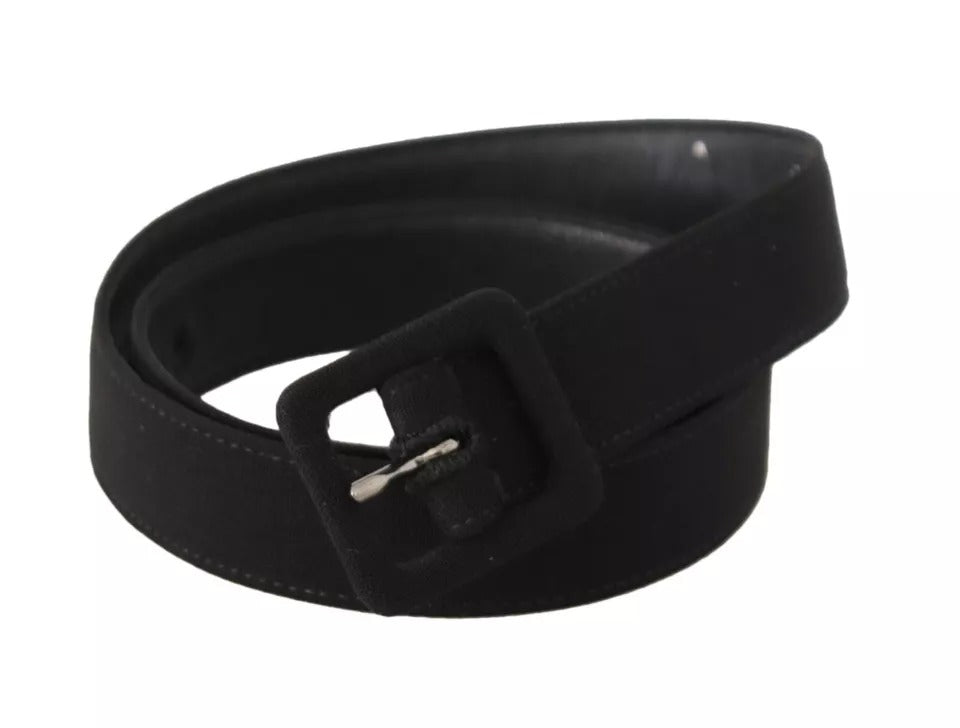 Dolce & Gabbana Black Velvet Leather Logo Belt with Buckle-2