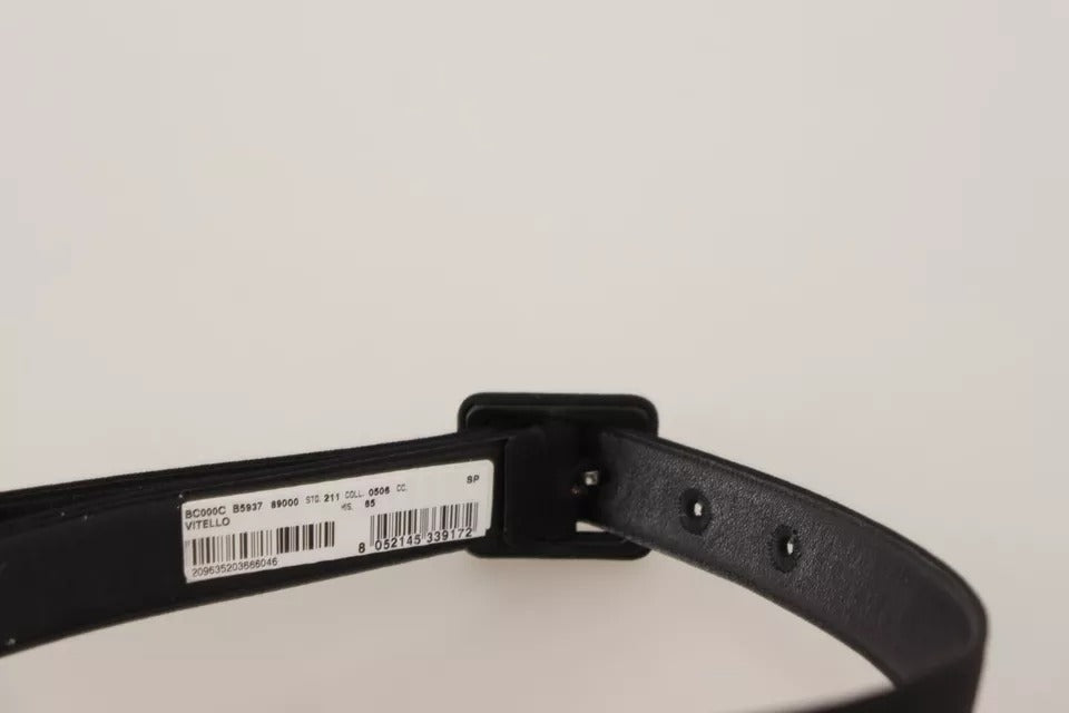 Dolce & Gabbana Black Velvet Leather Logo Belt with Buckle-6