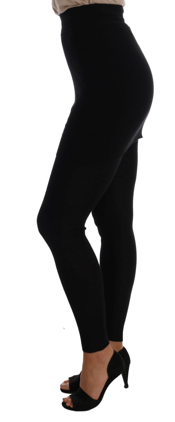 Dolce & Gabbana Schwarze Kaschmir-Seiden-Stretchstrumpfhose Strümpfe-1
