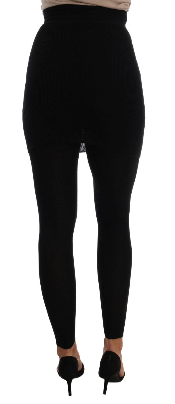 Dolce & Gabbana Schwarze Kaschmir-Seiden-Stretchstrumpfhose Strümpfe-3