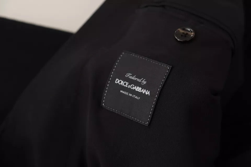 Dolce & Gabbana Schwarzer Wollmantel Slim Fit Jacke Blazer-2
