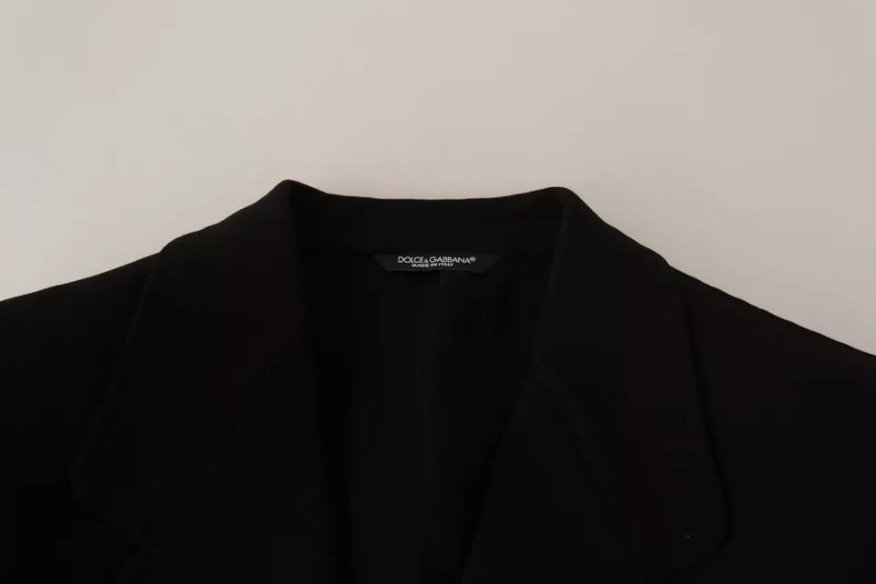 Dolce & Gabbana Schwarzer Wollmantel Slim Fit Jacke Blazer-3