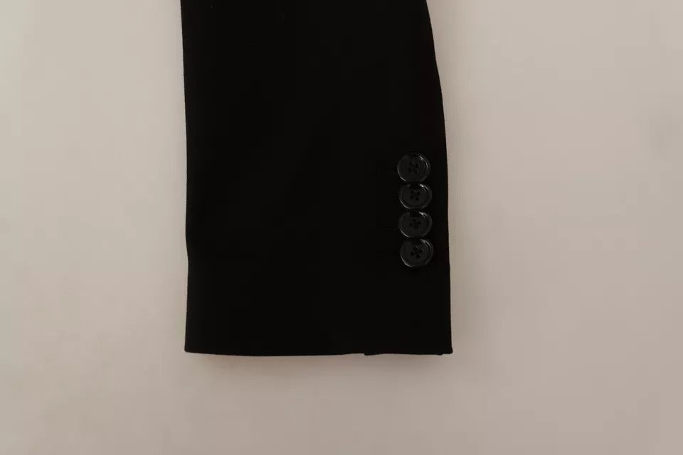 Dolce & Gabbana Schwarzer Wollmantel Slim Fit Jacke Blazer-6