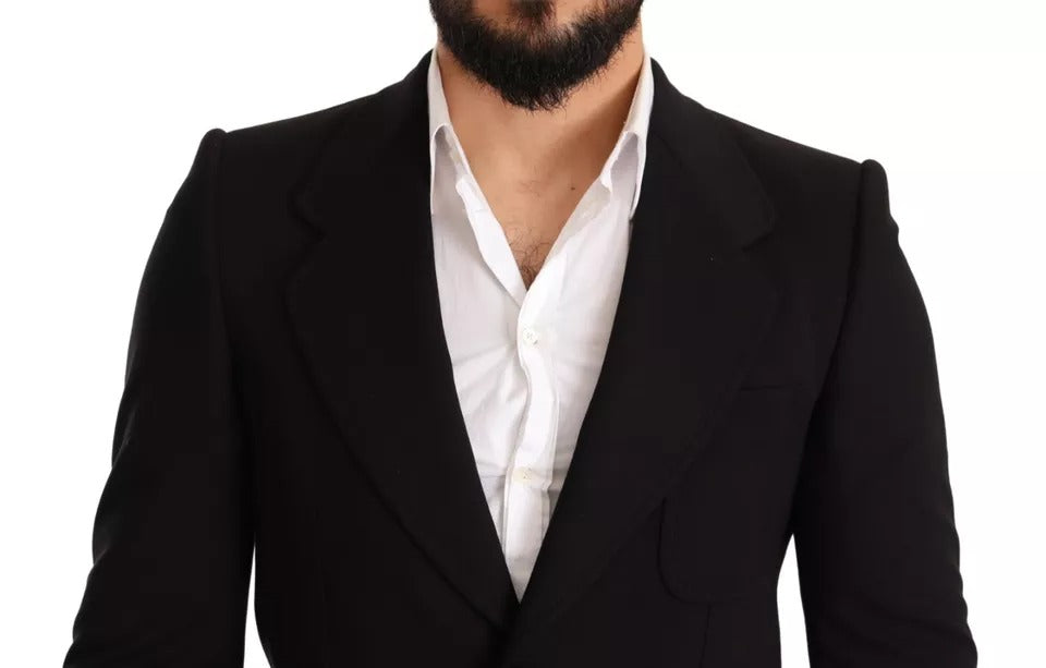Dolce & Gabbana Schwarzer Wollmantel Slim Fit Jacke Blazer-8