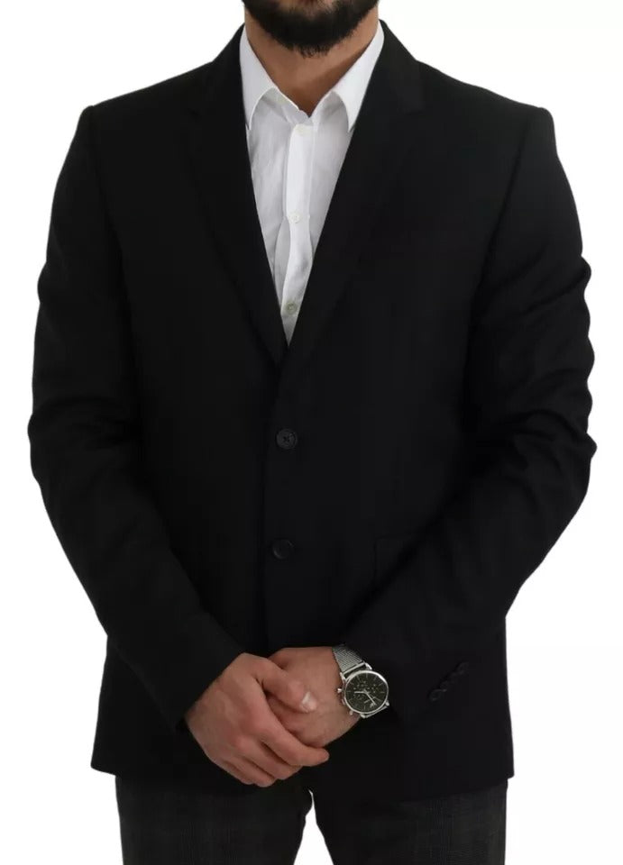 Dolce & Gabbana black wool blazer with a slim fit and notch-2