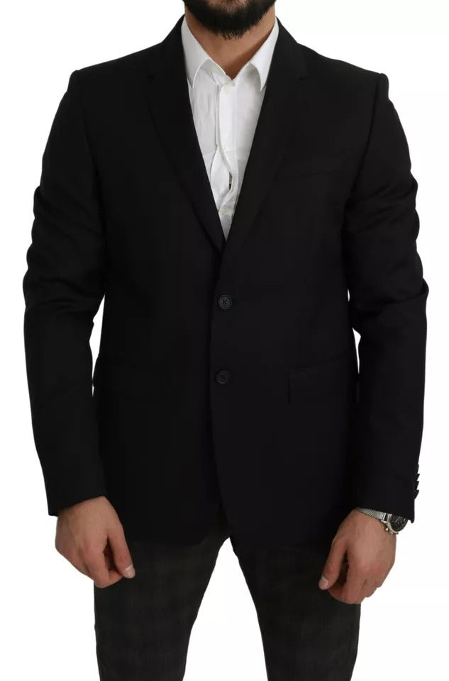 Dolce & Gabbana black wool blazer with a slim fit and notch-1