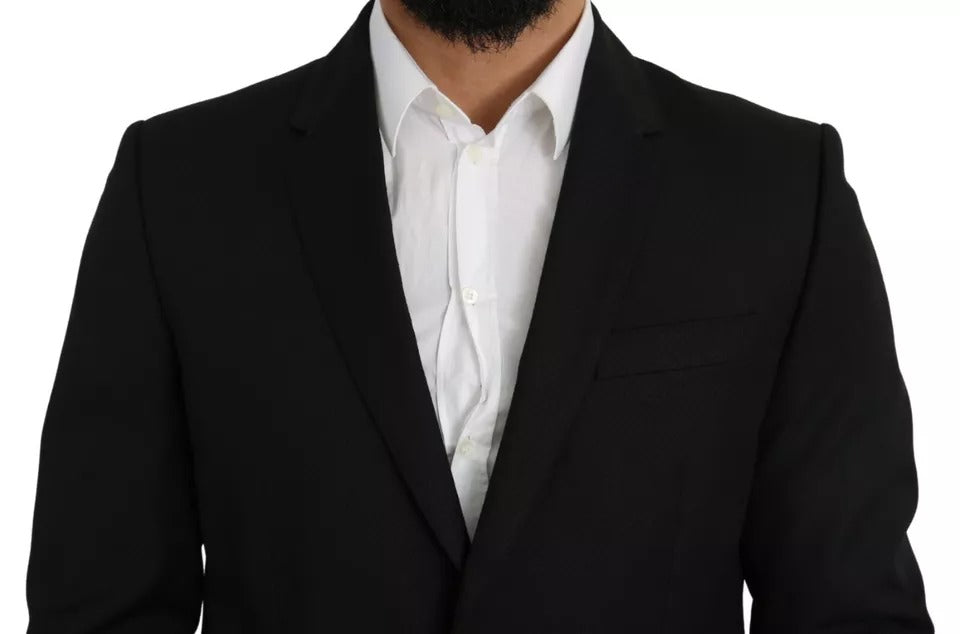 Dolce & Gabbana black wool blazer with a slim fit and notch-7