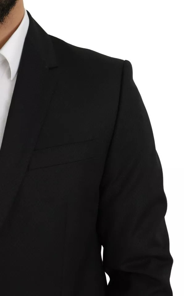Dolce & Gabbana black wool blazer with a slim fit and notch-8