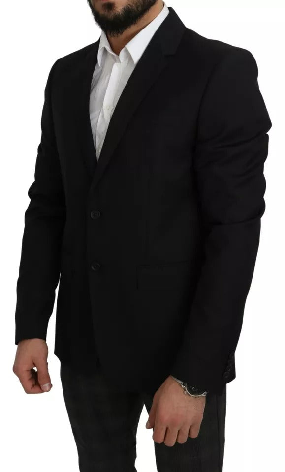 Dolce & Gabbana black wool blazer with a slim fit and notch-6