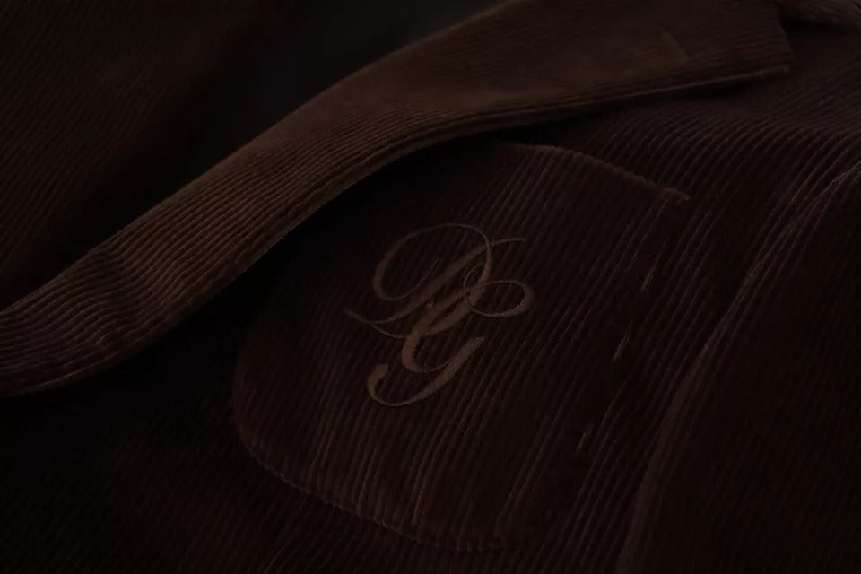 Dolce & Gabbana Brown Corduroy Coat DG Logo Blazer-8