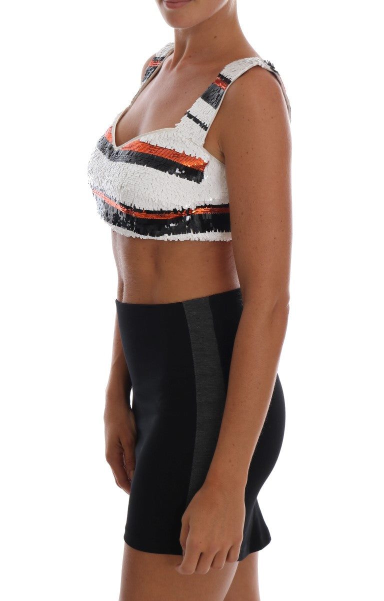 Dolce & Gabbana Multicolor Sequin Stretch Bustier Top-2