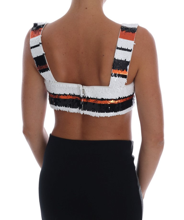 Dolce & Gabbana Multicolor Sequin Stretch Bustier Top-3