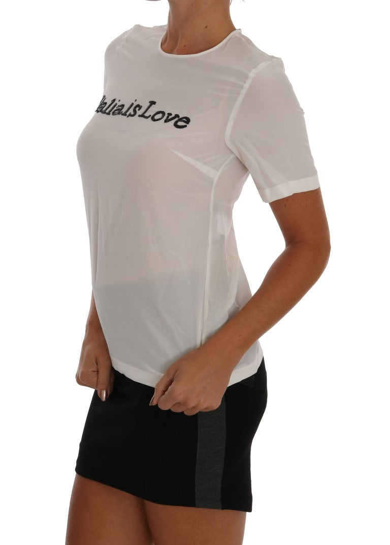 Camiseta de seda blanca Dolce & Gabbana Blusa ITALIA IS LOVE-2